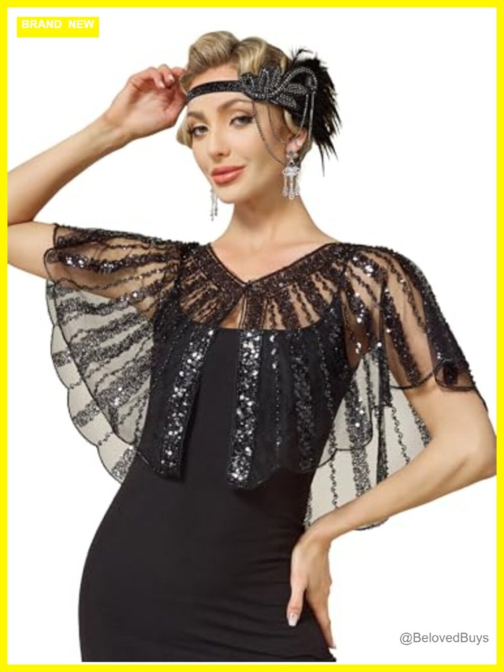 1920s Sequin Mesh Shawl Wraps Gatsby Evening Scarf